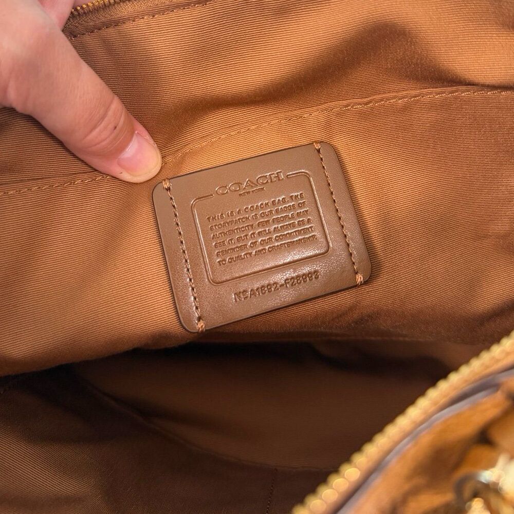 Coach Kelsey Brown Pebbled Leather Satchel Crossbody in Light Saddle F28993 - Picture 9 of 12